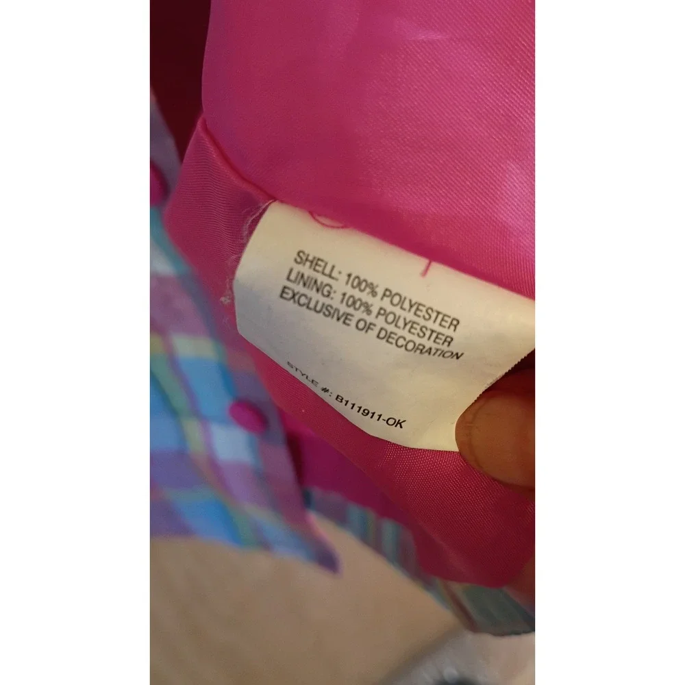 OshKosh Bgosh Girls Pastel Plaid Hooded Raincoat Retro Preppy Style Size 5
